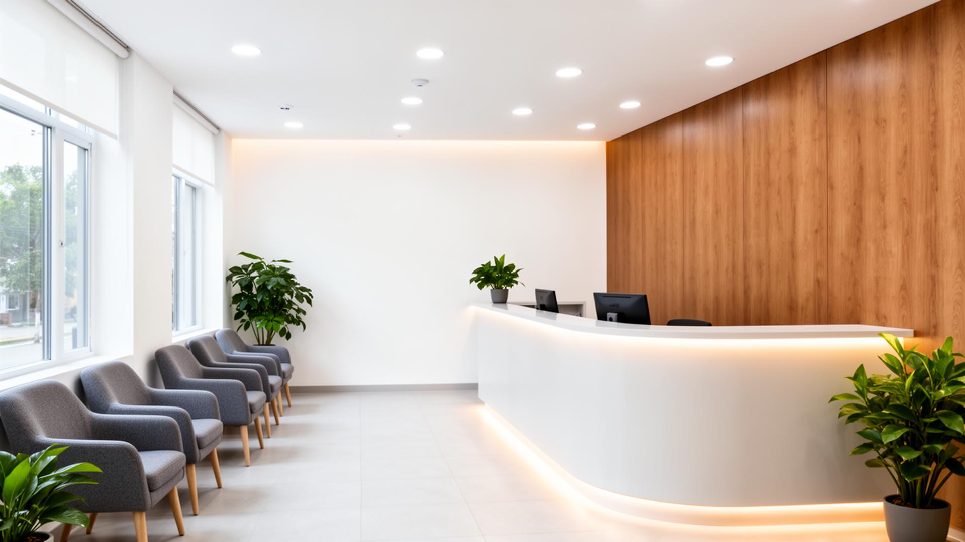 Professional dental clinic reception and waiting area in Ontario — clean, organized front desk representing the operational excellence ScaleWell Consulting helps dental practices achieve